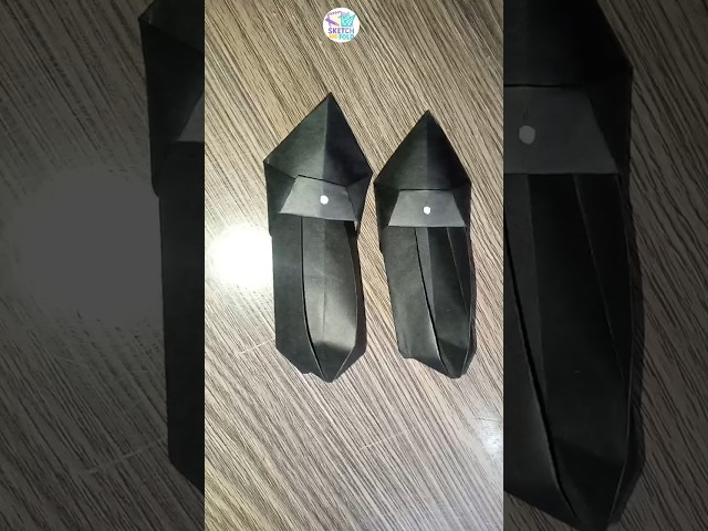 Black Origami Shoes 👟 #shorts #ytshorts #sketchandfold #origamishoes