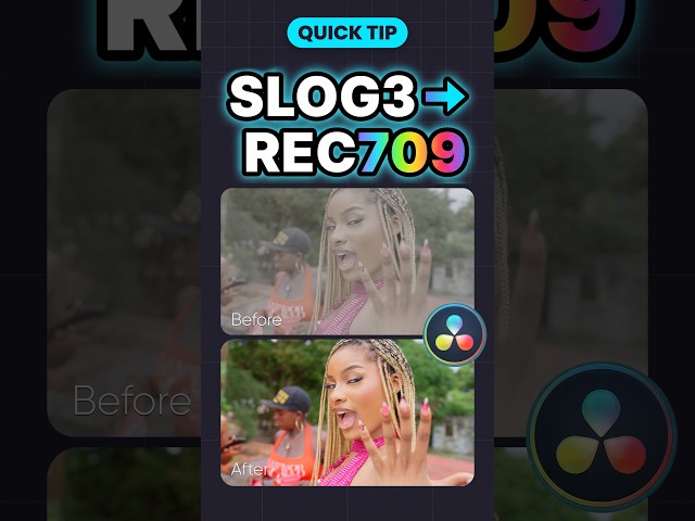 SLog3 to Rec709 in DaVinci Resolve - 60 Second Fix