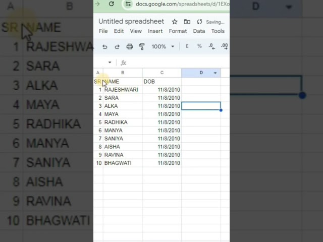 Google Sheets In DOB ll Google sheets Me Birthday Kaise laye #googlesheets #excel #googleexcel