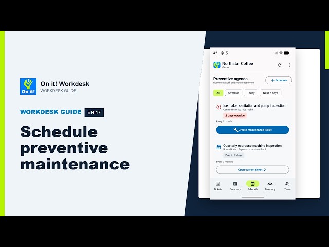 Schedule preventive maintenance | On it! Workdesk