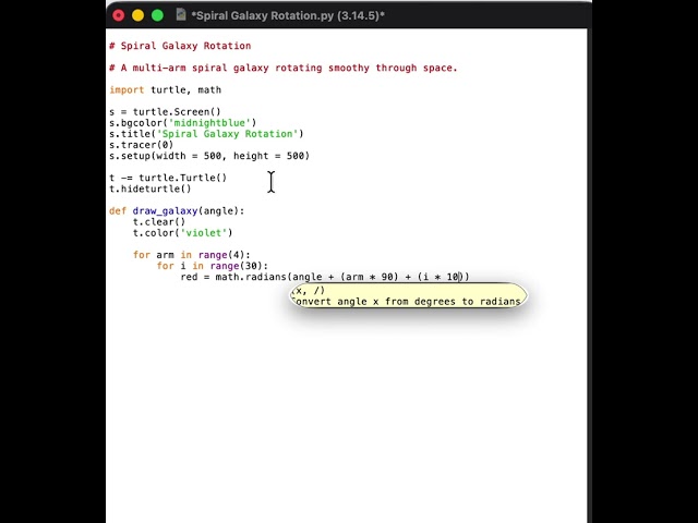 #Spiral #Galaxy #Rotation #python  #turtle #coding #fun