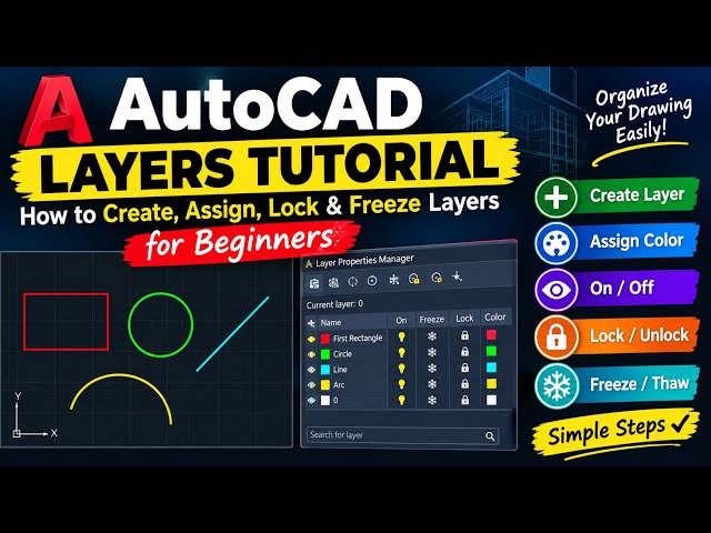 AutoCAD Layers Tutorial | How to Create, Assign, Lock & Freeze Layers for Beginners