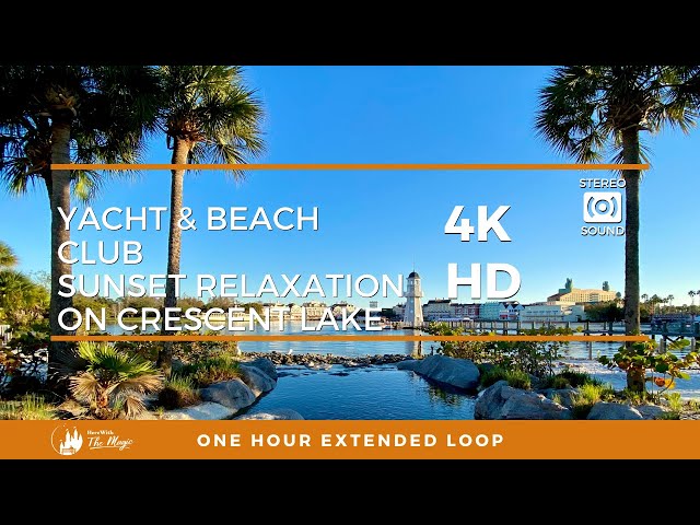 Yacht & Beach Club Sunset Relaxation on Crescent Lake (4K HD) One Hour Loop