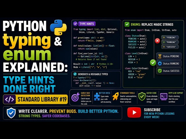 Python typing & enum Explained: Type Hints Done Right | Standard Library #19