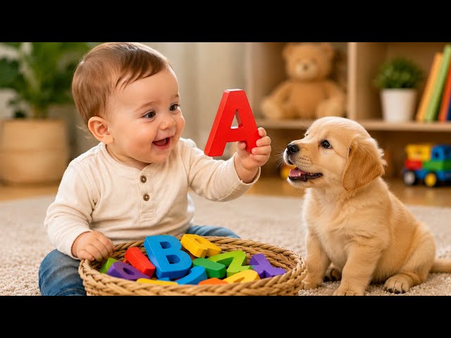 Baby Learns Alphabet & ABC with Cute Baby Animals! | Educational Video for Toddlers