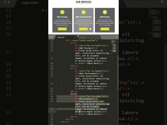 Services Page Web Design HTML & CSS Tutorial #shorts