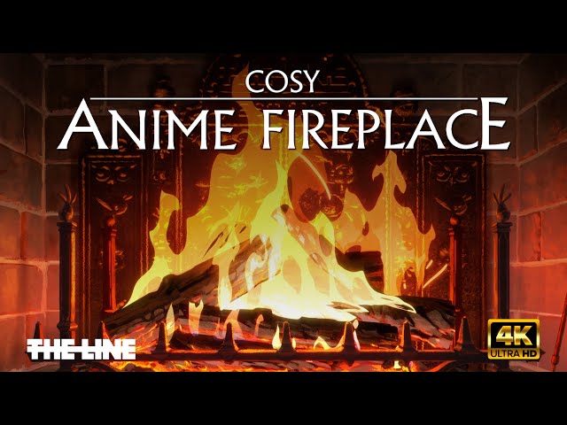 Cosy Anime Fireplace 4K (8HOURS) Warm Crackling Sounds | The Line