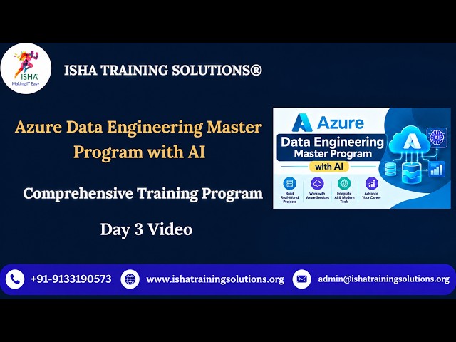 Azure Data Engineering Day 3 Video on 22nd September2026. Call/WhatsApp on 9133190573 to Enroll