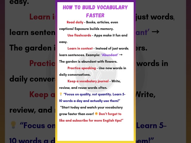 How to Build Vocabulary Faster | Easy English Learning Tips