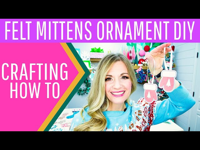 Felt Mitten Ornament DIY (free pattern)