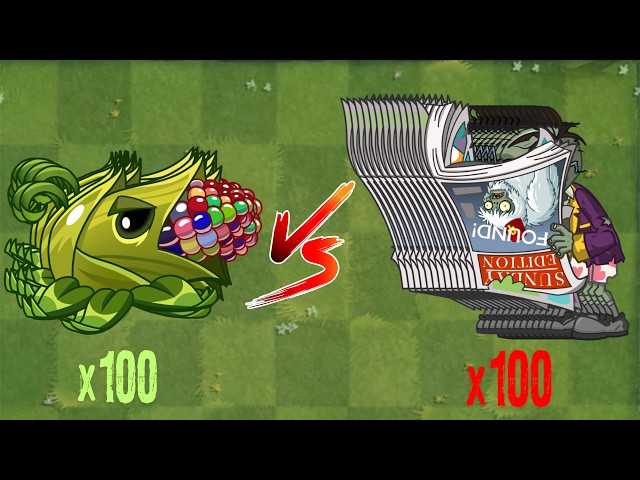 100 Sunday Edition Newspaper Zombies Lv. 5 vs Plants 100 Max Level Who will win? #2 | pvz 2 Battlez