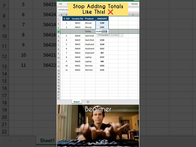 I Was Doing Totals Wrong For 3 Years! #microsoftexcel #officetips #excelshortcuts #gksexceltips