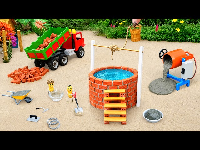 DIY Mini Tractor Builds Brick Water Well for Village Water Supply | Fun Construction Science Project