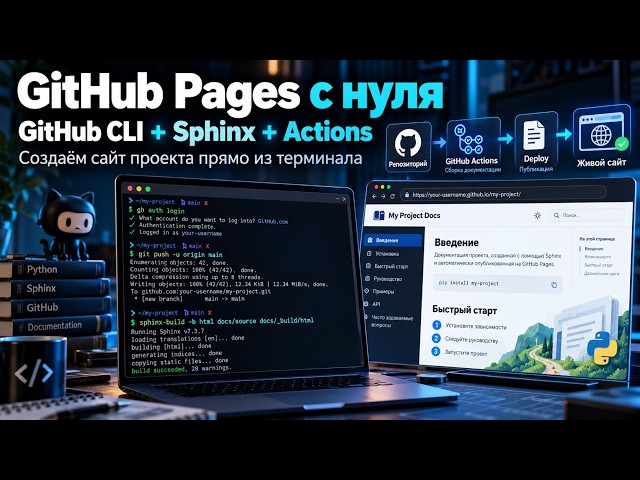 GitHub Pages с нуля: GitHub CLI + Sphinx + Actions — создаём сайт проекта прямо из терминала