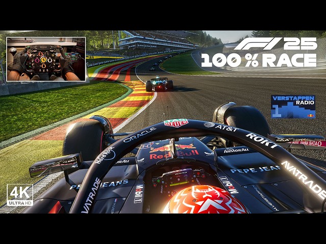 Max Verstappen's Red Bull Racing RB21 | 2025 Belgian GP 100% Race | F1 25 Steering wheel Gameplay