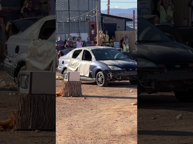 Giant pumpkin drop on Ford Focus