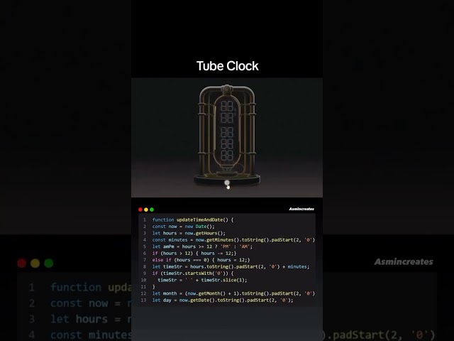 Tube Clock UI Built with HTML, CSS and JavaScript