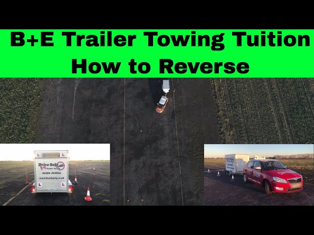 B+E Car and Trailer Reverse Manoeuvre Tutorial UK (drone view)