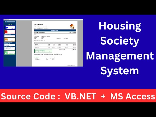 Housing Society Management System, Source Code in VB.NET + MS Access