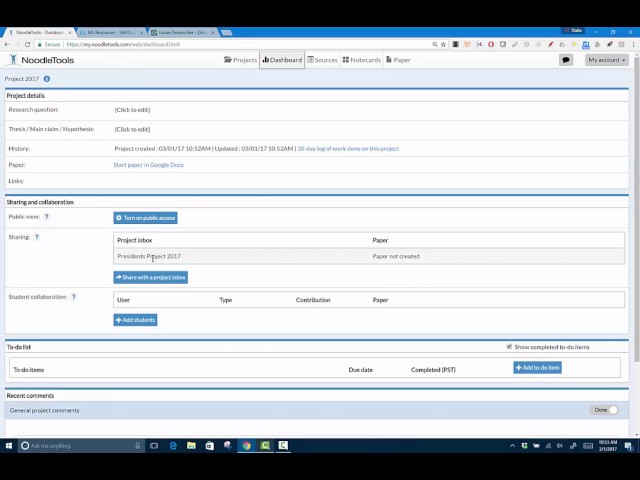 Noodletools project start