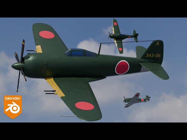 Modeling Process Kawanishi N1K2-J Shiden-Kai in Blender | Hard Surface Timelapse