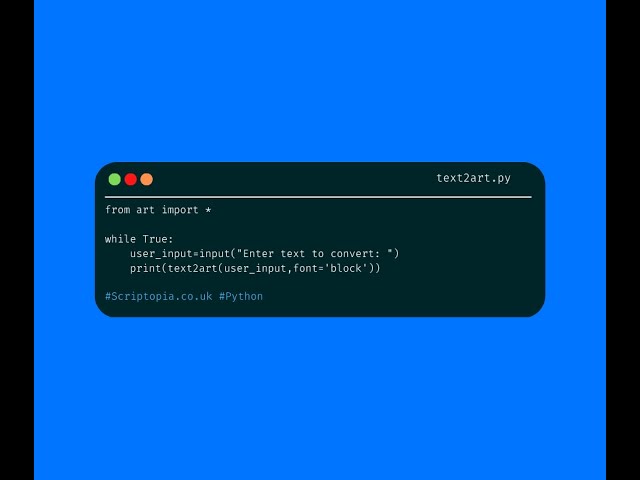 Python Art - Text to ASCII art (BLOCK Font)
