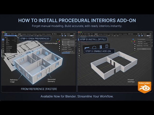How to Install & Use Procedural Interiors Add-on in Blender (Quick Guide)