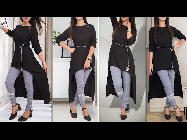 Fancy Girls!!.. Black Rayon Latest Kurti Design - Cutting & Stitching Step By Step
