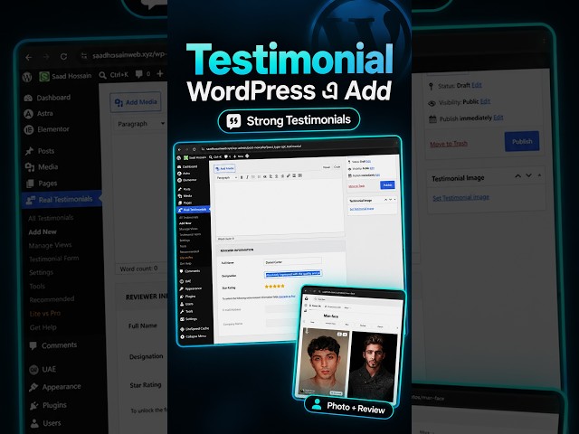 WordPress এ Testimonial Add করুন | Photo + Review Setup | Strong Testimonials Plugin #shorts