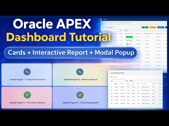 Oracle APEX Dashboard Tutorial | Cards, Interactive Report & Modal Popup (Real Project)