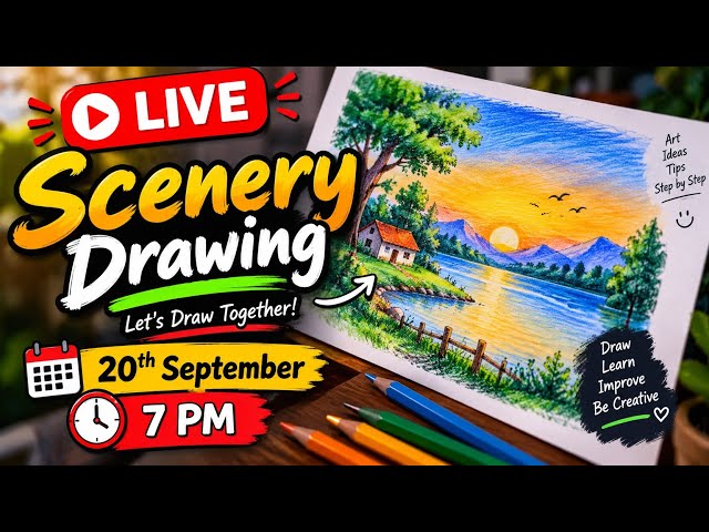 How to draw scenery easily 😀😀