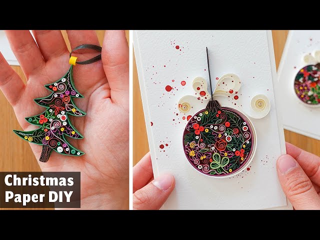Christmas Paper Creations + Tree Ornaments | Quilling Card Art Ideas