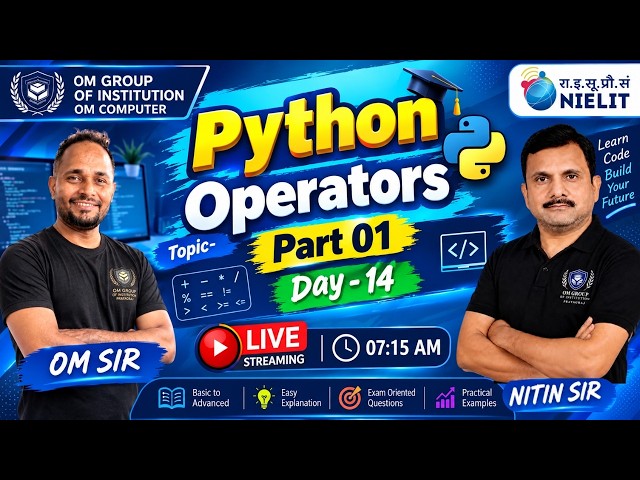 #python Operators In Python | Python Programming | M3:R5 | O Level | Day-14 | Part-01 | By NItin Sir