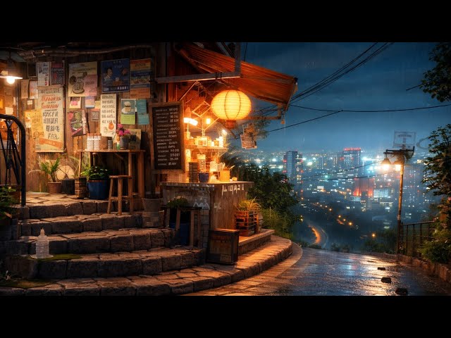Corner Café Nights – Rainy Lo-Fi for Deep Focus & Midnight Calm | Warm Lanterns, Neon Streets