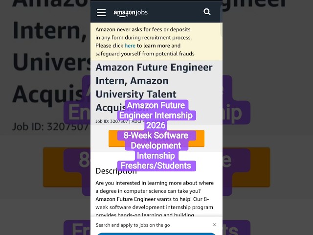 Amazon Future Engineer Internship 2026  | 8-Week Software Development Internship | Freshers/Students