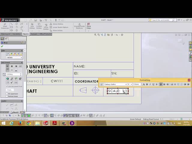 Engineering Drawing 2 | LAB 8 | Shaft (Drawing)