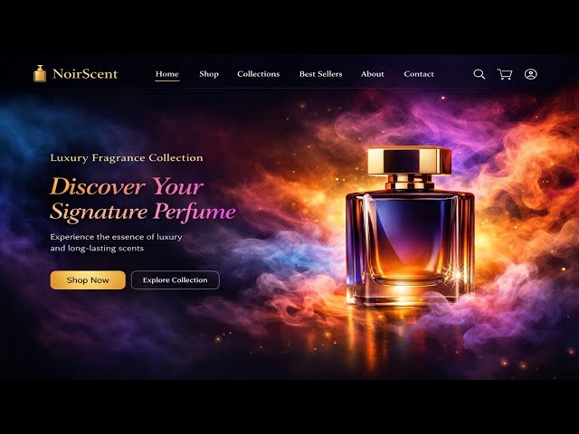 Build a Luxury Perfume Ecommerce Website Using HTML CSS JavaScript | Full Responsive Design