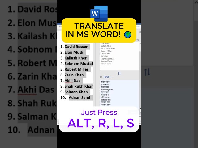 Translate Text in MS Word Instantly! 🌍 | Word Translation Shortcut #Shorts