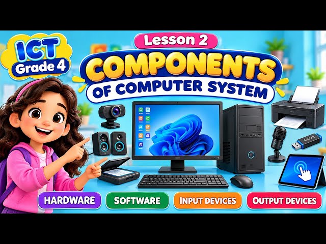 ICT Grade 4 | Lesson 2: Components of Computer System 💻 | Hardware, Software, Input & Output Devices