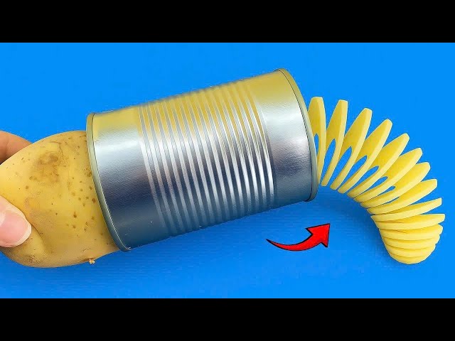 Genius DIY Spiral Potato Cutter from Plastic Bottle and Can!