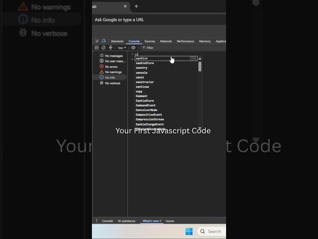 Your First JavaScript Code 🚀 | console.log() Explained #shorts