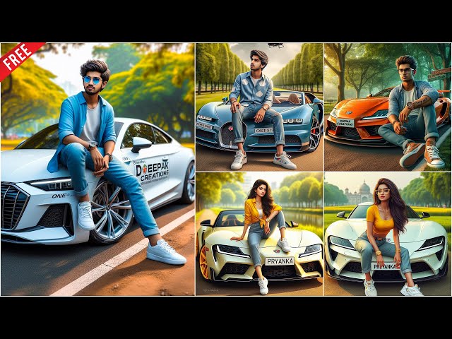 Attitude Boys & Girls with Car ai photo generator | Bing image creator tutorial FREE