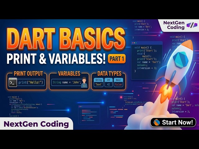 Part 1 Dart Programming Basics: Print Output, Variables & Data Types Explained! 🚀