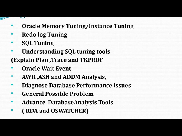 Oracle Database Performance Tuning demo Classes