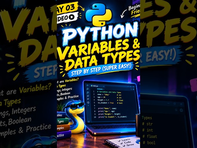 Python Variables & Data Types Explained for Beginners 🐍 | Day 03 #shorts