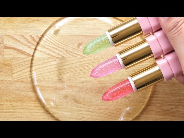 Slime Colouring With Lipsticks ! Mixing shark lipbalm & foam balls 