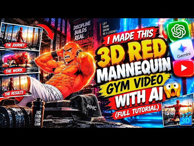 I Made This INSANE 3D Red Mannequin Gym Video With AI 🤯🔥 (FULL TUTORIAL)