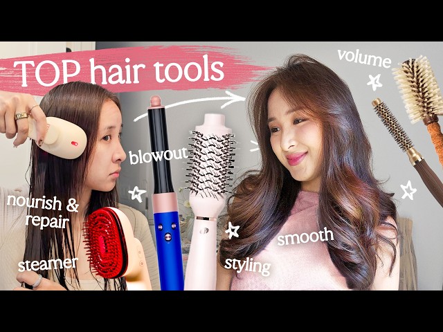 TOP hair tools for HEALTHY, SHINY + FRIZZ-FREE hair *easy BLOWOUT tips*