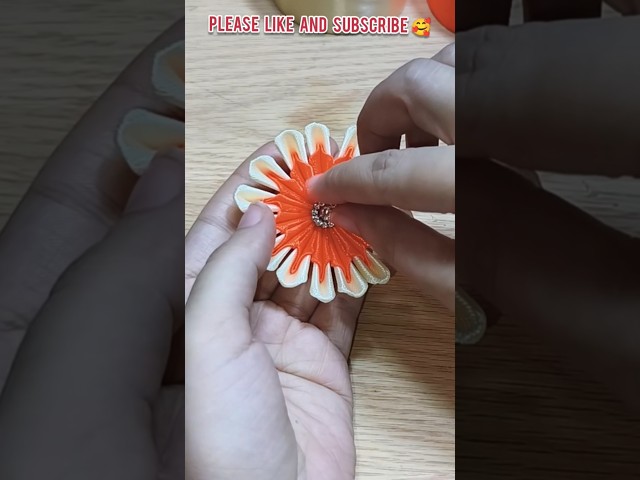 Easy Ribbon Flower Tutorial 🌸 #Shorts