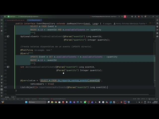 Implementing JPQL, SQL, @Modifying, and Stored Procedures